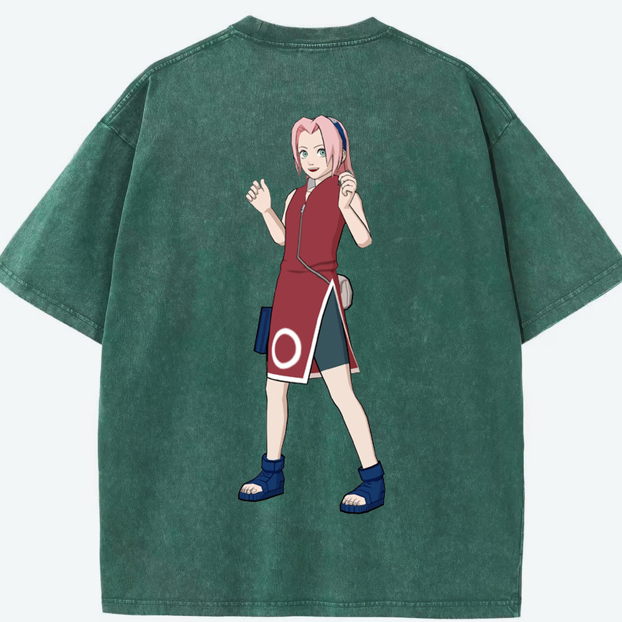 （画像用） NARUTO -ナルト- 春野サクラ Haruno Sakura 綿100% ヴィンテージ風 半袖Tシャツ（背面プリント）